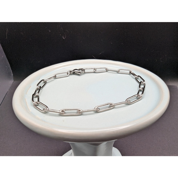Stainless Steel Paper Clip Chain Stackable Bracelet 6.5 inch - Picture 4 of 5